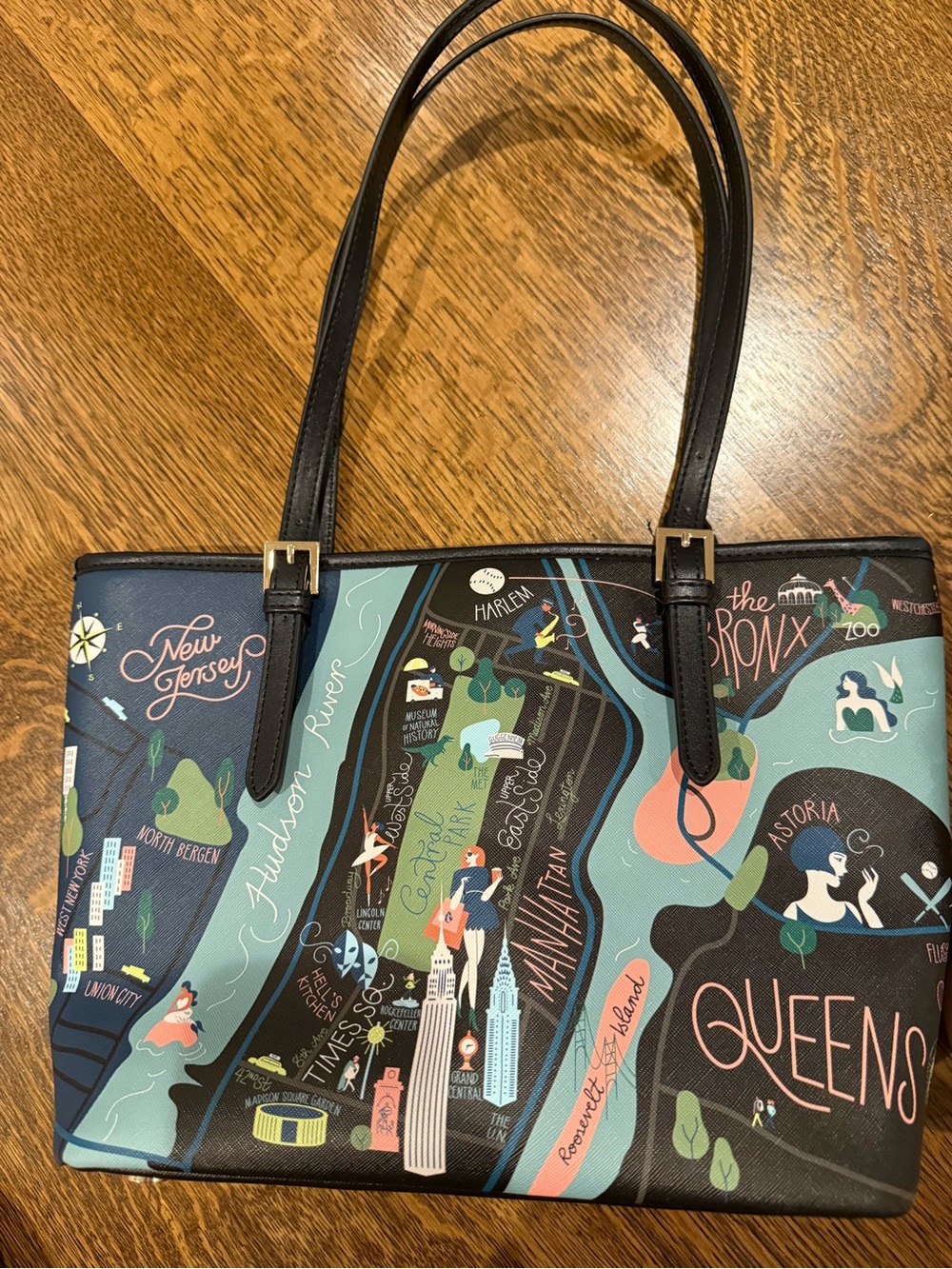 Spartina 449 Map Print Tote in Teal and Black
